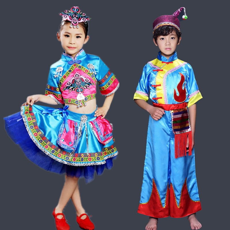 2023凉山彝族服装男童少数民族衣服幼儿火把节F演出服傣族葫芦丝