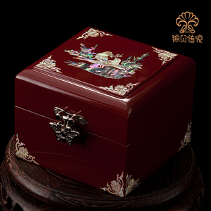 锦贝螺钿漆器贝壳首饰盒小复古手饰品耳环手表收纳盒礼品定制