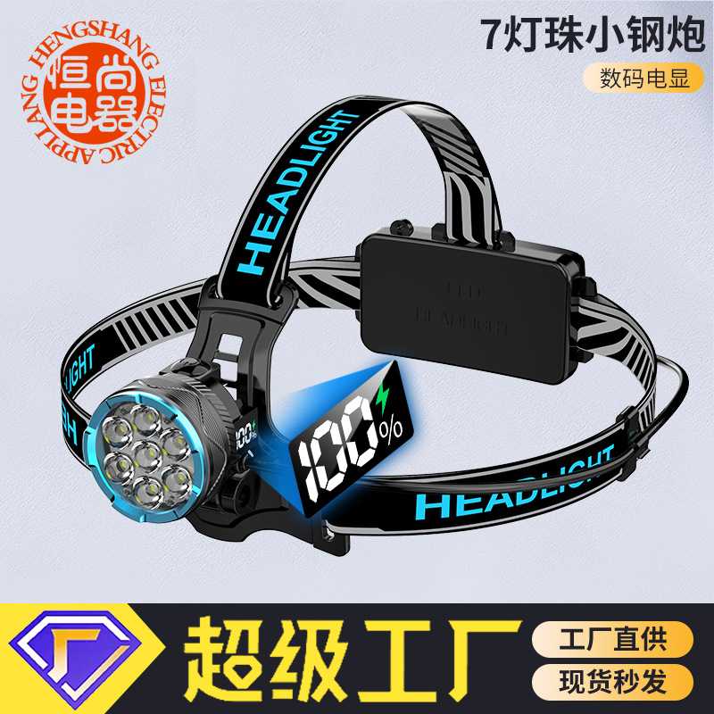 LED矩阵灯珠强光感应头灯大功率头部侧面数字电显户外照明电筒