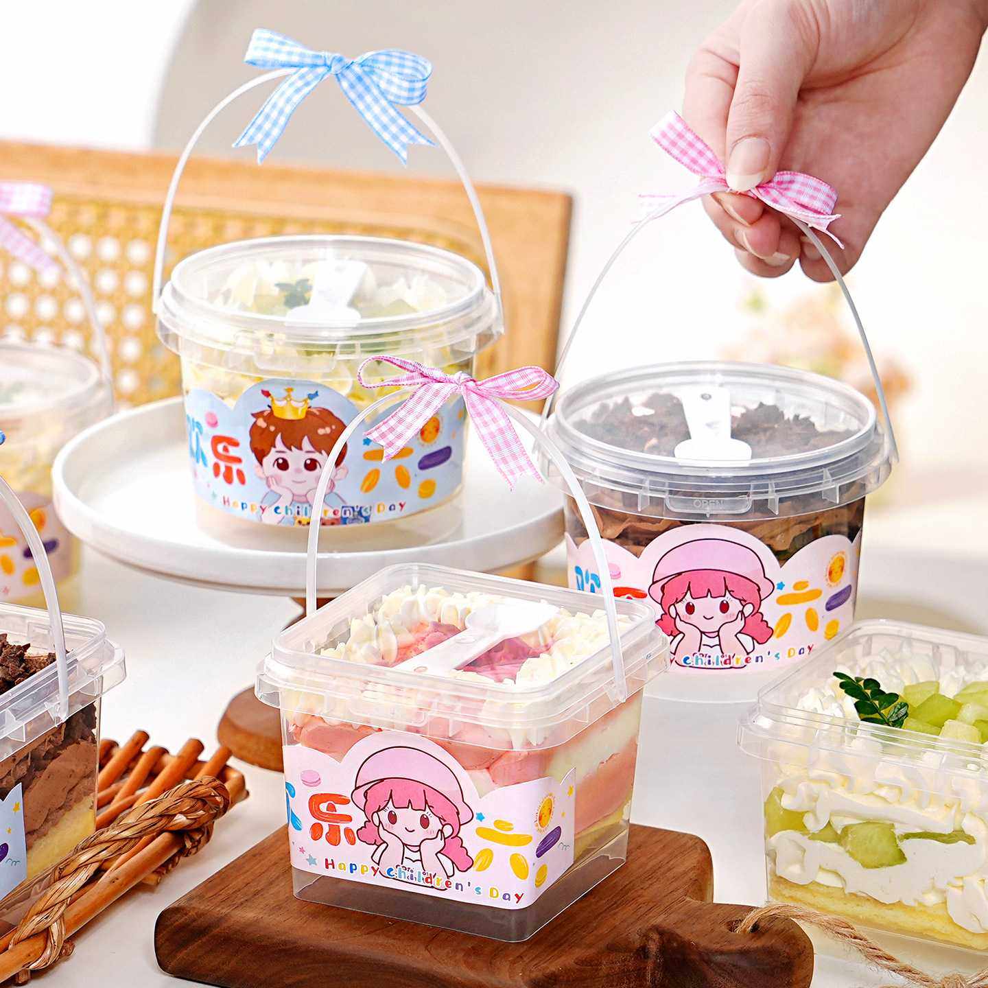 六一儿童节手提蛋糕桶甜品包装酸奶杯冰粉专用碗水果捞打包盒烘焙,厨房/烹饪用具,甜品打包盒/杯,淘宝优惠券,粉丝福利购,淘宝优惠卷