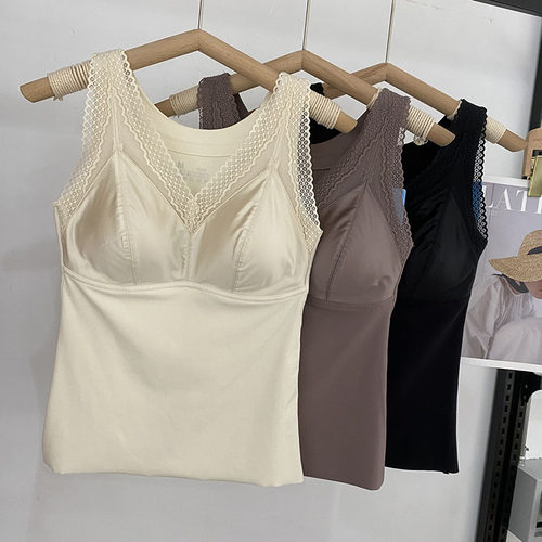 缎面磨毛保暖背心秋冬打底吊带衫