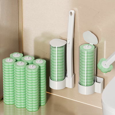 家用壁挂新款可抛一次性马桶刷带艾草替换头洗厕所刷子卫生间清洁