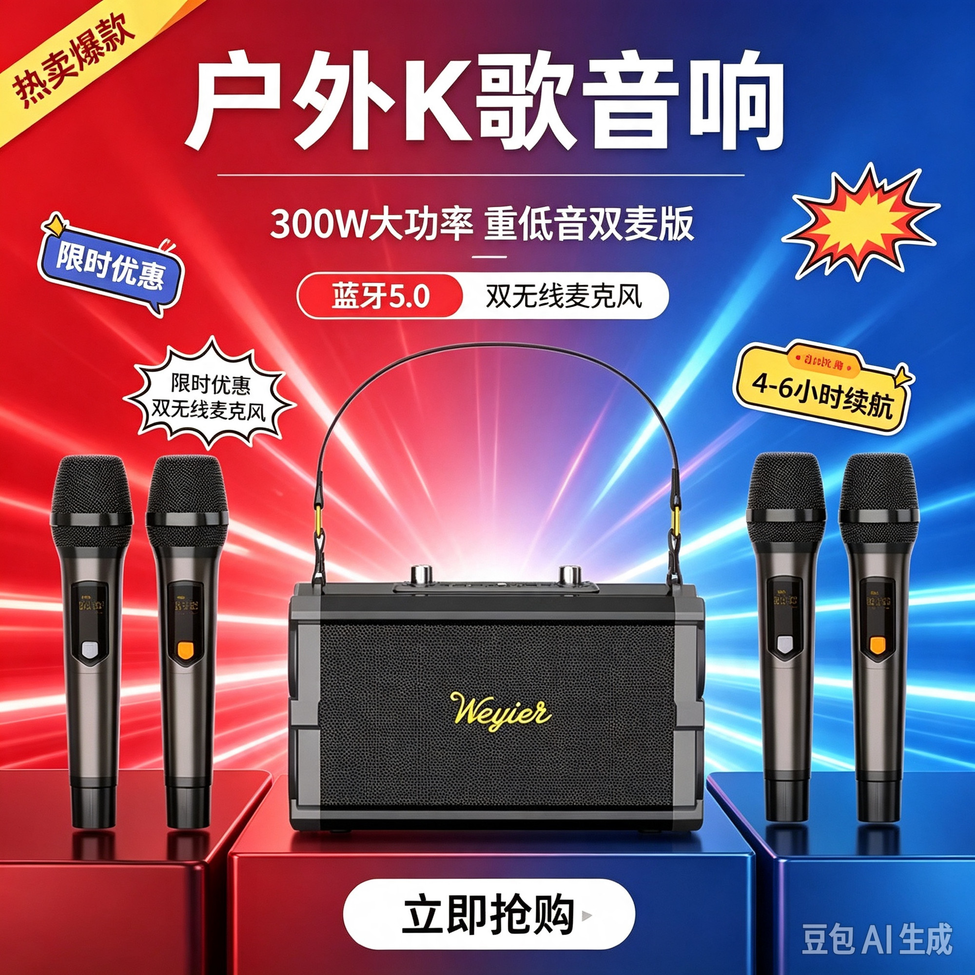 户外K歌音响带功放一体机蓝牙音箱大音量超大高音质长续航无线话