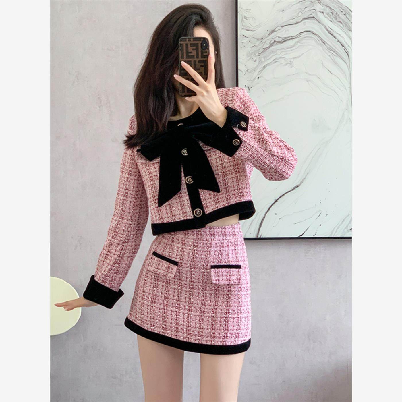 2024年秋装法式富家千金高级感小香风套装女小个子洋气减龄两件套,女装/女士精品,时尚套装,淘宝优惠券,粉丝福利购,淘宝优惠卷