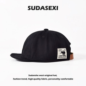 鸭舌帽男女夏季 日系设计款 美式 工装 遮阳棒球帽子潮 布标短檐帽个性