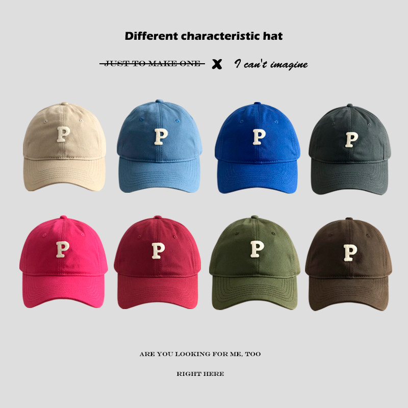韩版潮P标软顶大头围帽子女圆脸适合的棒球帽男大码显脸小鸭舌帽