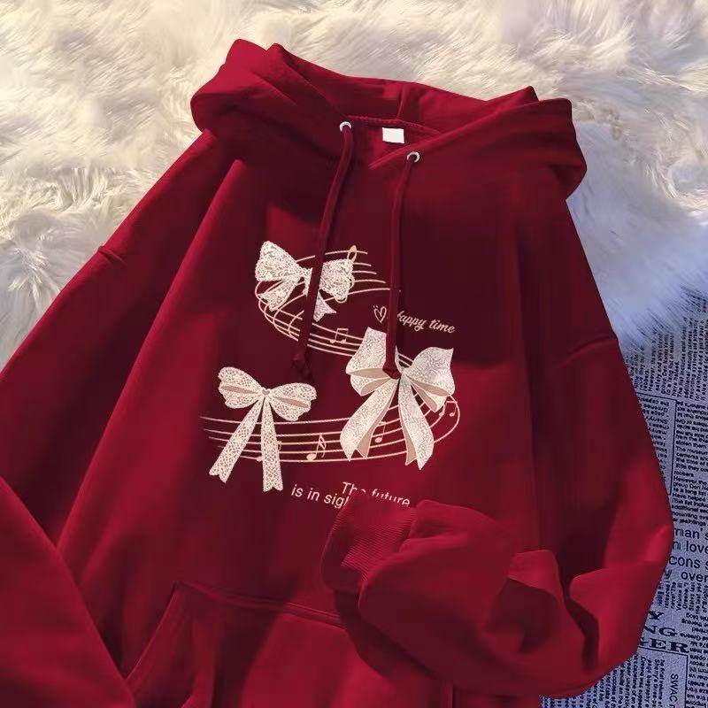 酒红色秋冬季连帽卫衣男女大童宽松洋气加绒上衣外套2026新年上衣,童装/婴儿装/亲子装,卫衣/绒衫,淘宝优惠券,粉丝福利购,淘宝优惠卷