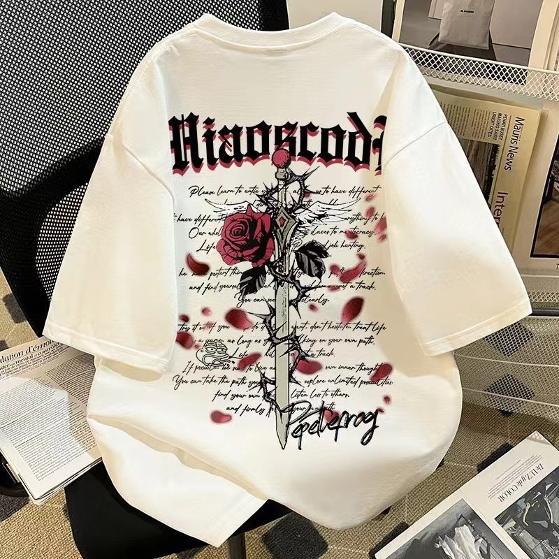 慵懒风美式高街玫瑰字母印花短袖t恤女童夏季oversize个性上衣,童装/婴儿装/亲子装,T恤,淘宝优惠券,粉丝福利购,淘宝优惠卷