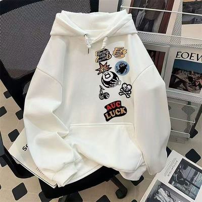 中大童新款连帽卫衣印花男女童秋冬休闲百搭潮牌2025帅气加绒卫衣