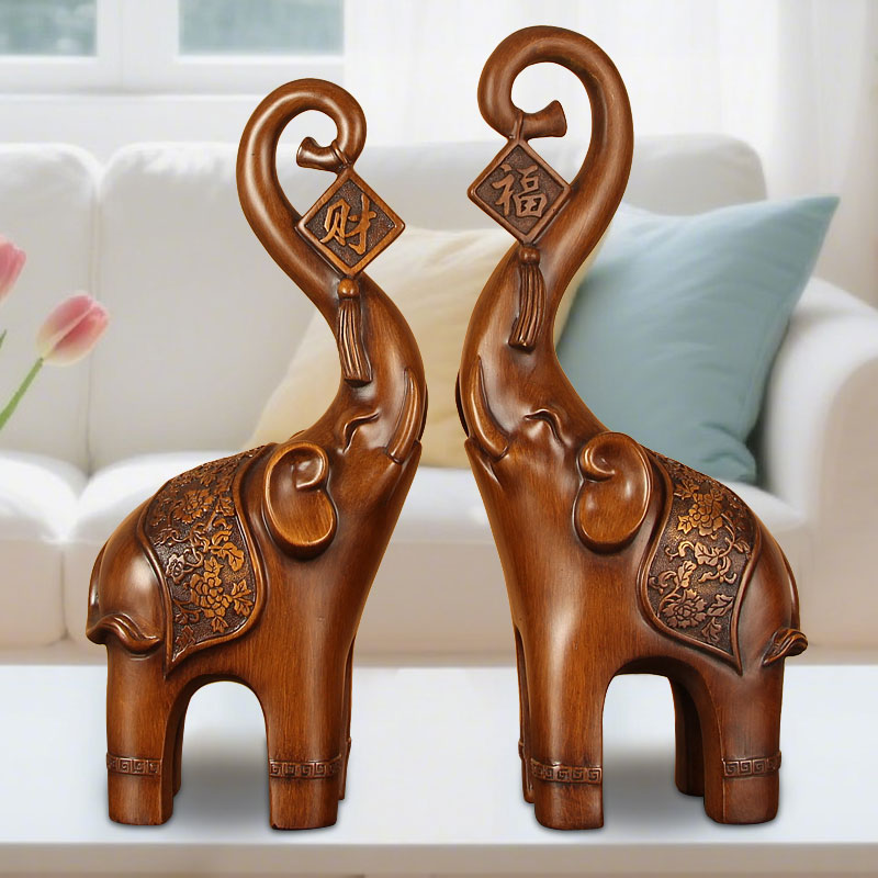 招财大象摆件一对客厅电视柜玄关酒柜简约家居装饰品乔迁新居礼物