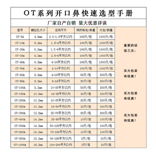30A铜鼻子 开口鼻 线鼻子 加厚 铜线耳 电线铜接头 接线鼻 OT-30A