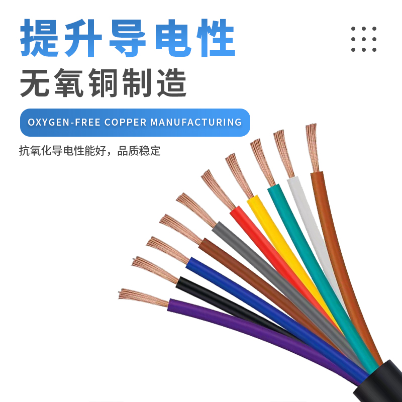 RVV护套电源信号多芯控制软电缆6 8 10 12 20芯纯铜0.5平方电线