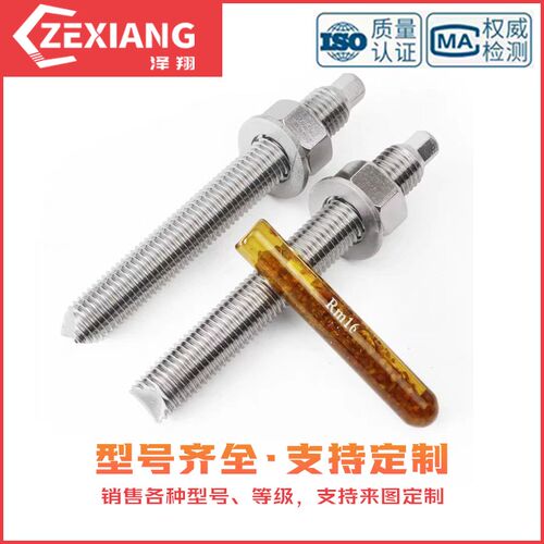 高强度化学锚栓加长化学膨胀螺丝药水胶管药剂8.8级化学锚固螺栓