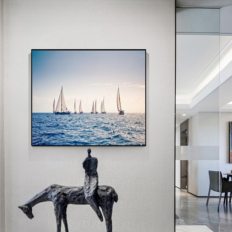 中CML海电风格电表箱装饰电画遮挡闸盒子开关配箱免打地孔大帆船