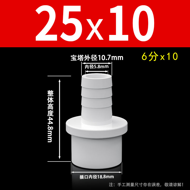 PVC软管接头白色宝塔外丝直通塑料4分6分1寸20转12变14 16 25mm32