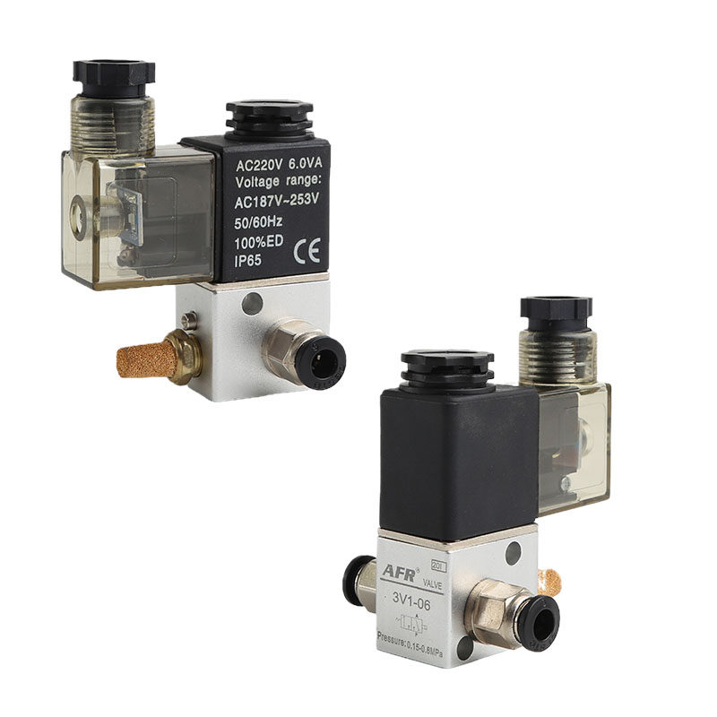 24V二位三通直动式电磁阀 3V1-06 3V106A/B 3V1-M5气动常闭控制阀