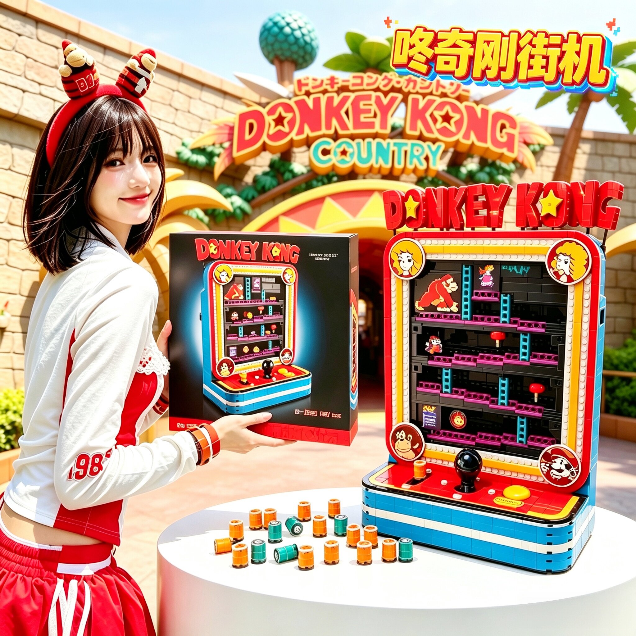 2026新款马里奥咚奇刚街机游戏机男孩子儿童益智拼装积木玩具模型