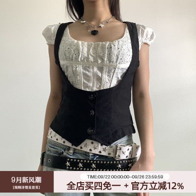 哥特雅痞叠穿马甲复古吊带背心女