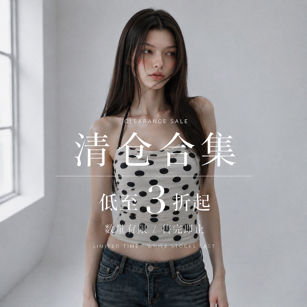 古早波点吊带T恤#清仓上衣专区#图片
