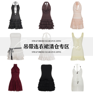 SEEYOULATER 美式挂脖波点吊带连衣裙#清仓专区#售完不补49/件!