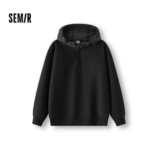 森柔 森马中国国家地理系列卫衣男春纯色半开襟外套拼接梭织上衣