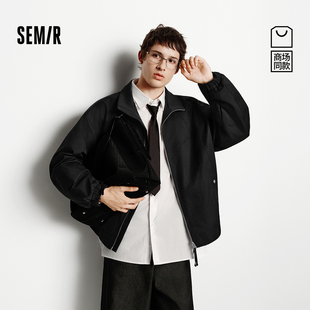 森马外套男款宽松立领夹克青年质感2025秋冬新款上衣时尚简约百搭