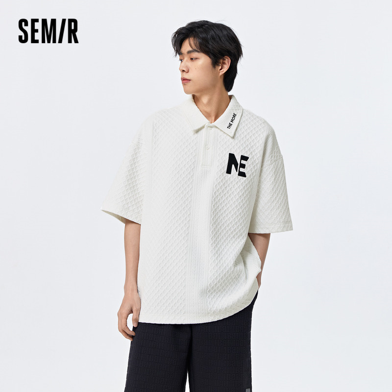 森马POLO衫男2023夏季新款oversize字母刺绣时尚情侣翻领针织上衣