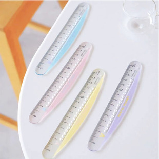 新品国誉淡彩星球波浪弯弯尺绘图直尺多功能测量刻度尺子15cm