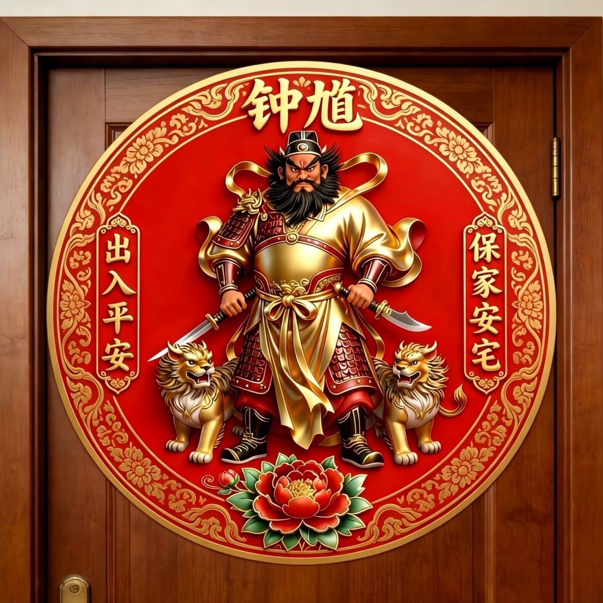 门神钟馗看家护院贴纸壁画吉祥平安自粘墙贴爆款家宅安宁风水门贴