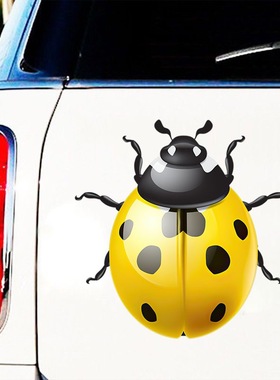 黄色红色七星瓢虫防水防晒汽车划痕遮挡贴纸车门墙壁趣味装饰贴画