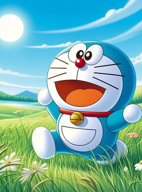 哆啦a梦愉快的周末可爱自粘贴纸画室内卧室家居餐厅防水装饰墙纸