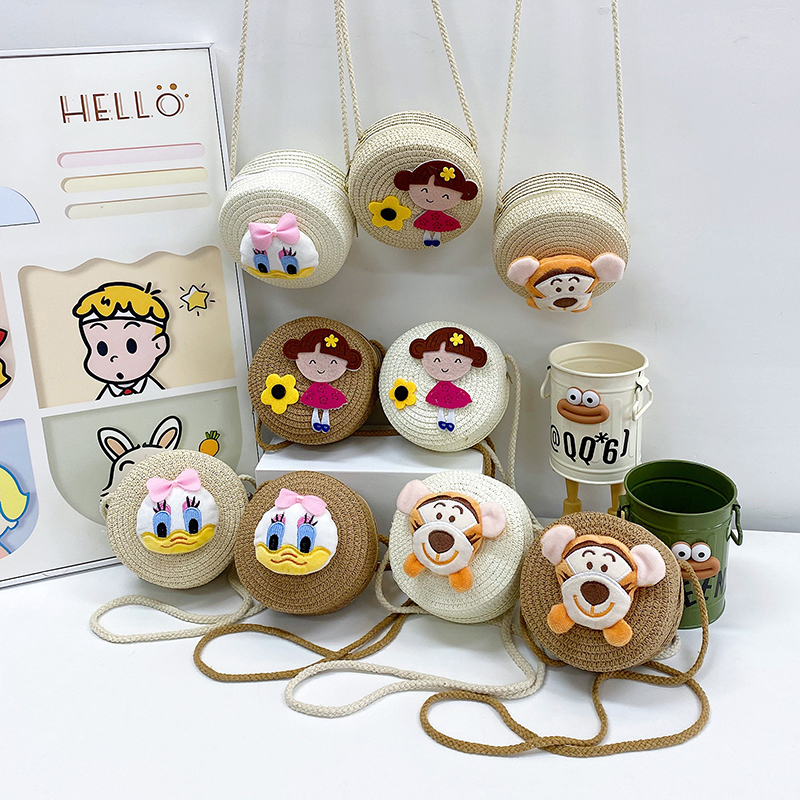 儿童草编包包女童小圆包