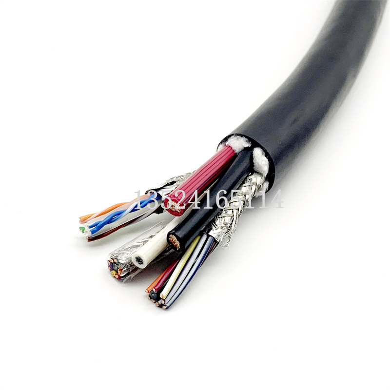 TRVV拖链电缆2/3/4芯电源+六类网线+屏蔽信号线+钢丝抗拉吊具专用