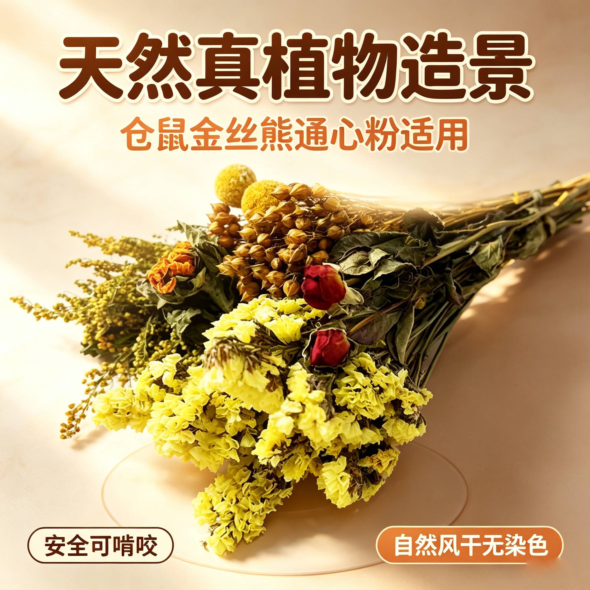 仓鼠窝造景真植物干花谷物垫料