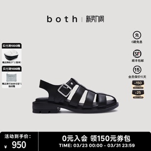 拖鞋 金属扣设计休闲百搭单鞋 时尚 both25春夏RERE女罗马平底凉鞋