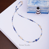Timee恬觅 国境之南 天然青金石淡水珍珠琉璃古董珠项链礼物送人