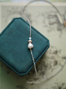 Timee恬觅 「月见」天然月光石珍珠简约百搭项链锁骨链