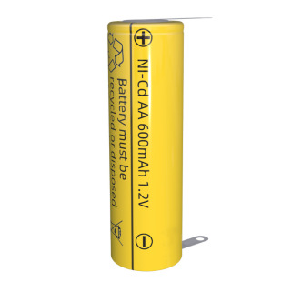 带焊脚平头五号AA1.2v伏600mAh毫安 CD镍镉可充电电池 5号NI