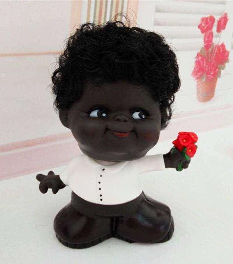 喜怒哀乐摆件小黑人摇头表情娃娃创意家居桌面装饰品礼物搪胶公仔