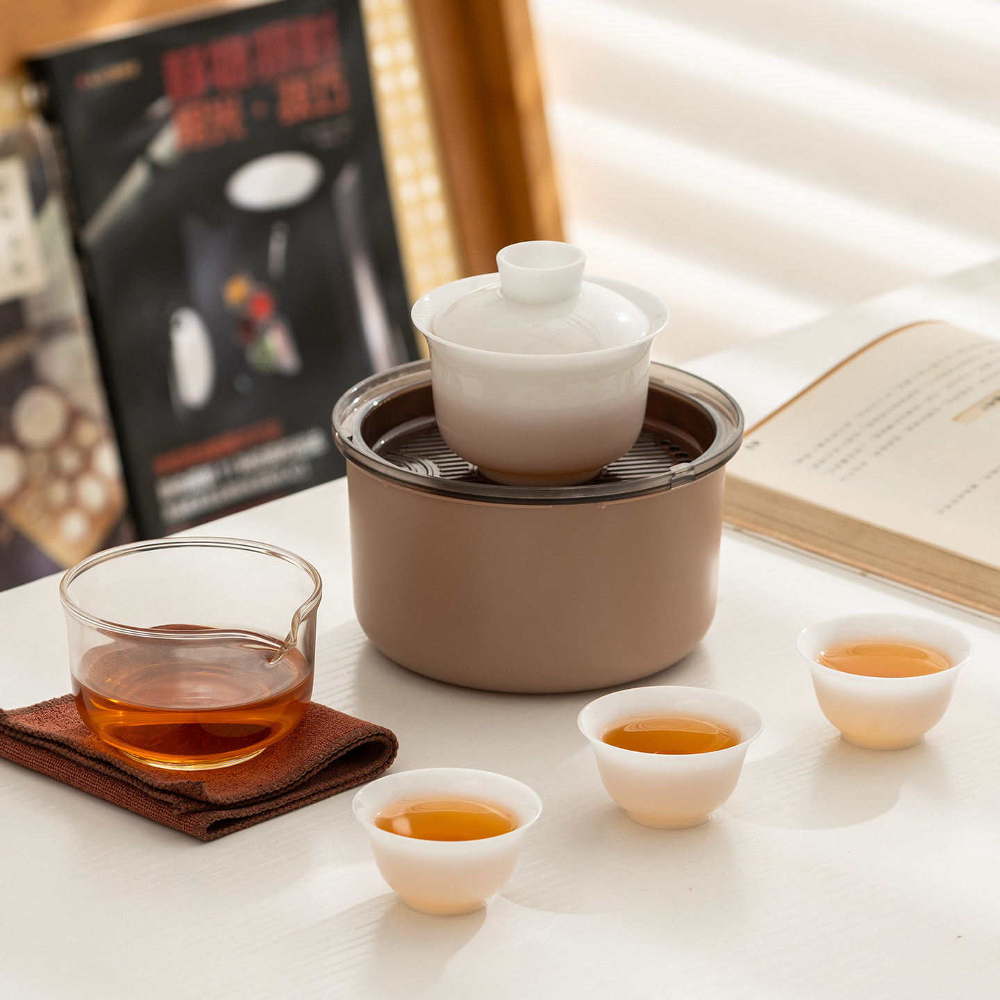 冰种便携式旅行茶具套装户外泡茶壶茶杯壶承快客杯一壶三杯收纳包