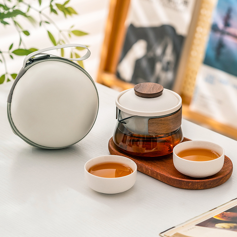 便携式旅行茶具一壶二杯快客杯茶水分离泡茶壶户外露营办公室神器