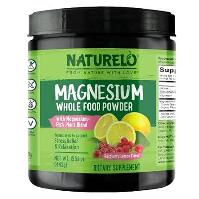 NATURELO Whole Food Magnesium Powder - Supports Stress Re