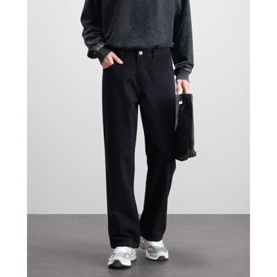 黑色牛仔裤男女直筒春季潮牌