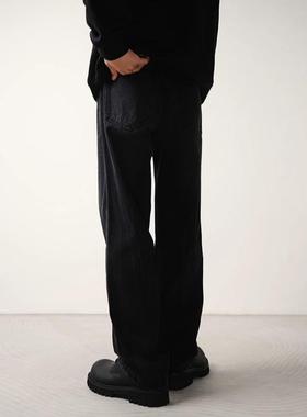 2024黑色阔感直筒牛仔裤男潮牌秋冬新款水洗宽松百搭休闲长裤子