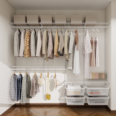 开放式金属衣柜家用卧室挂衣区多置物架简易骨架衣帽间框架定制