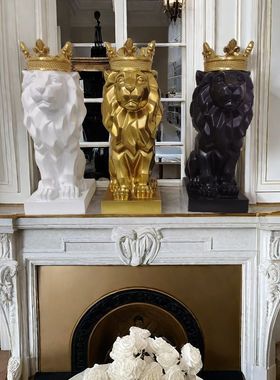 直供新款切面皇冠狮子 摆件 客厅玄关创意轻奢北欧家居装饰品