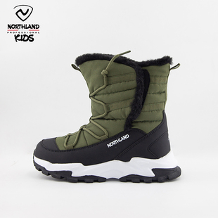 诺诗兰童鞋男童棉靴女童2024新款冬季高帮防滑雪地靴保暖加绒棉鞋
