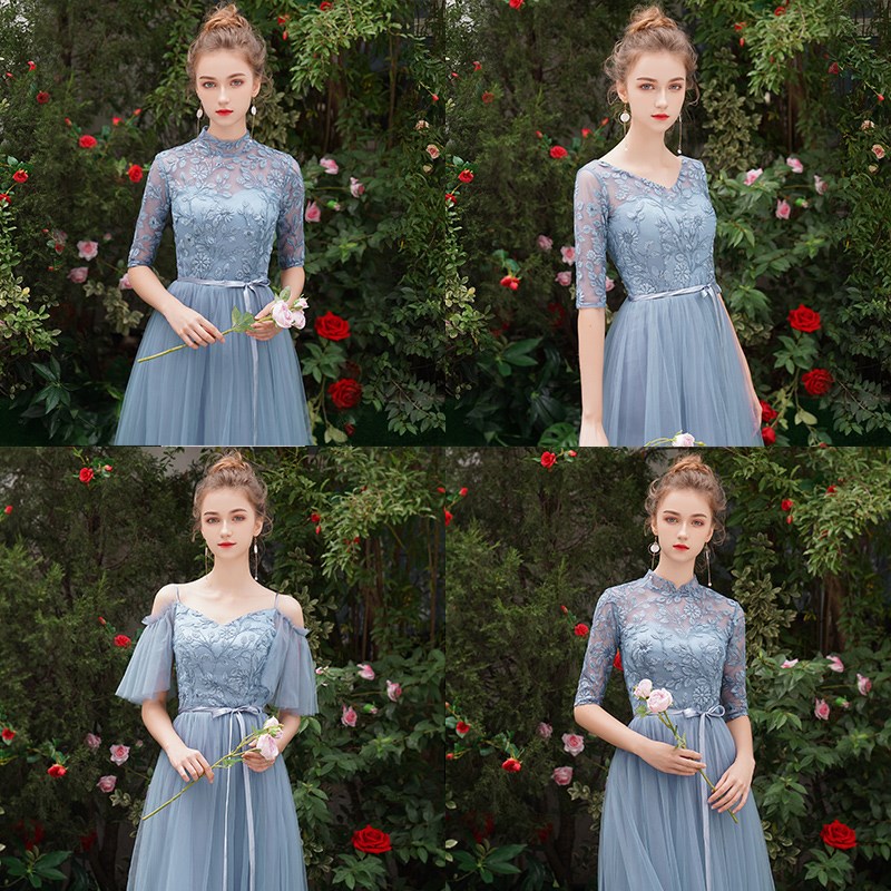 伴娘服长款2019新款秋季婚礼仙气质礼服女灰蓝色姐妹团闺蜜礼服裙|ruв категории Женская одежда, Cвадебные платья, платье/вечернее платье - от Buy2taobao.com для оказания профессиональной услуги покупки агента Taobao