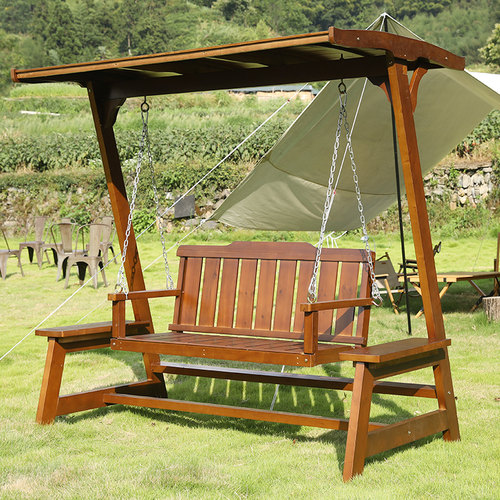 户外防腐木庭院家用秋千