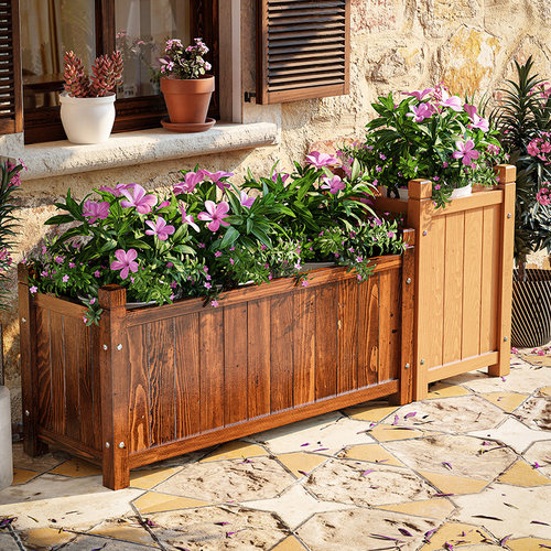 防腐木花箱长方形种植箱庭院露台